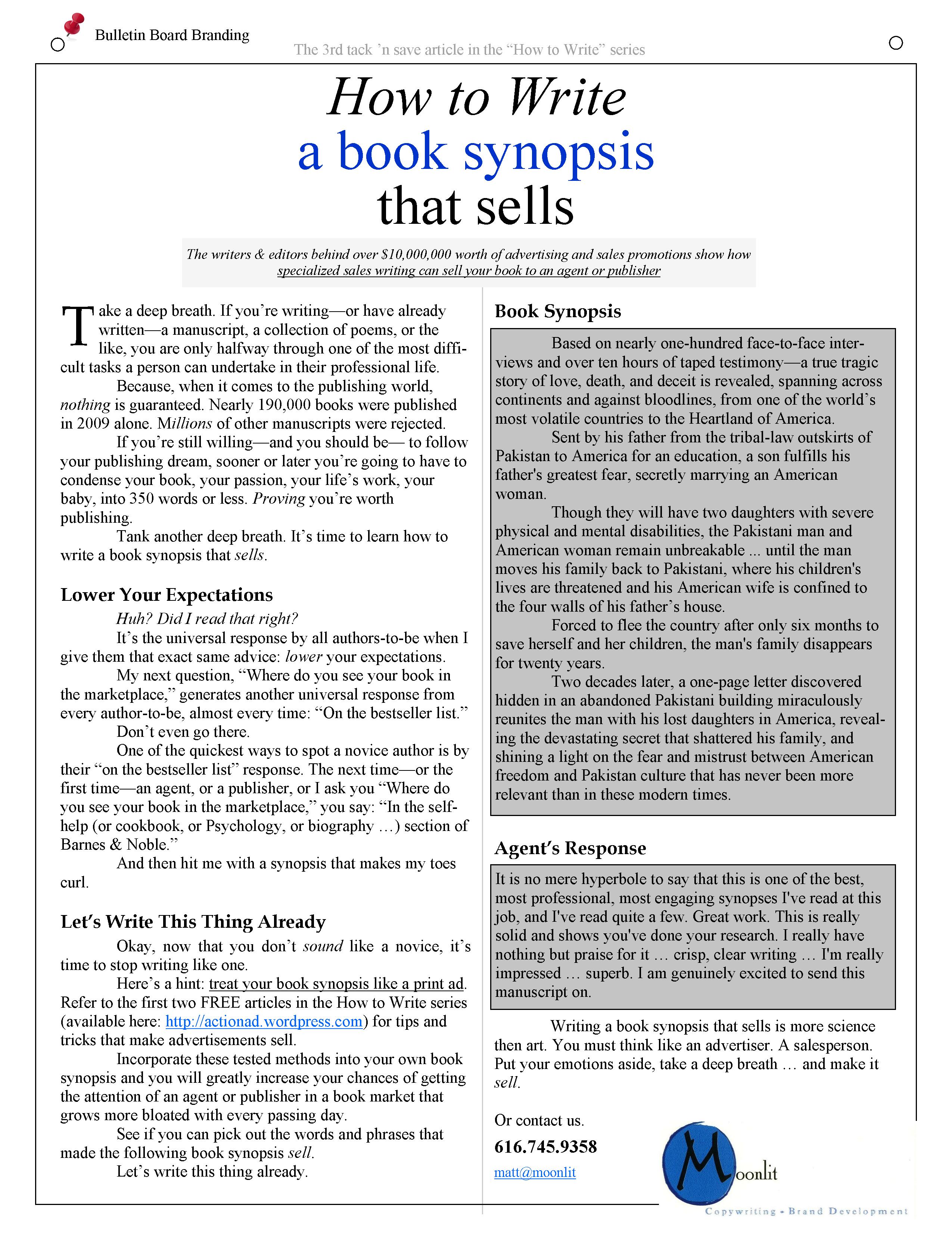 How to write a book synopsis that sells  AdMan